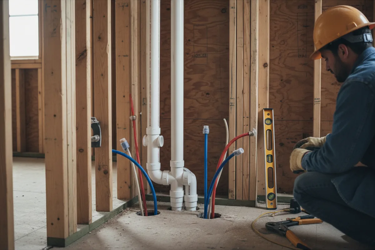 Drain and supply rough-in during Toilet Repair and Installation in Durham