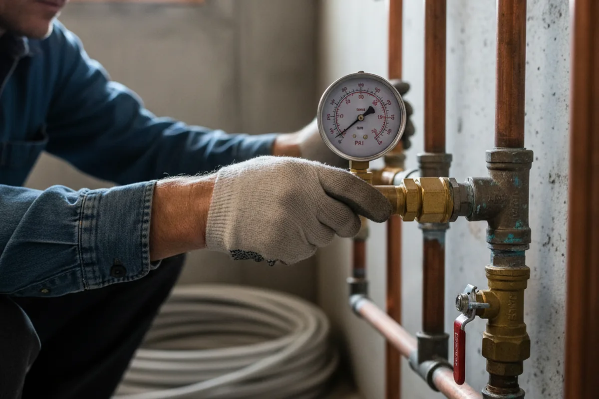 Pressure testing a repaired line during Water Line Repair in Durham